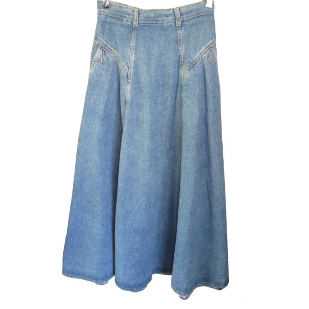 VINTAGE CORFU - DENIM FULL LENGTH SKIRT - SIZE 10 (small sizing) - Picture 2 of 8